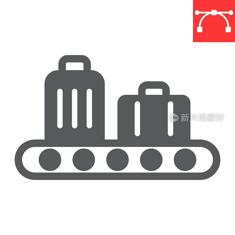 行李认领符号，机场和行李，行李认领矢量图标，矢量图形，可编辑的笔画固体符号，eps 10。